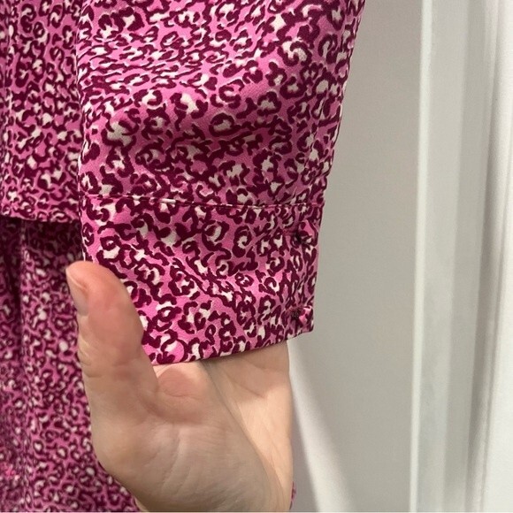 NWT Who What Wear Pink Leopard Print Puff Long Sleeve A- Line Dress Small - Picture 5 of 10